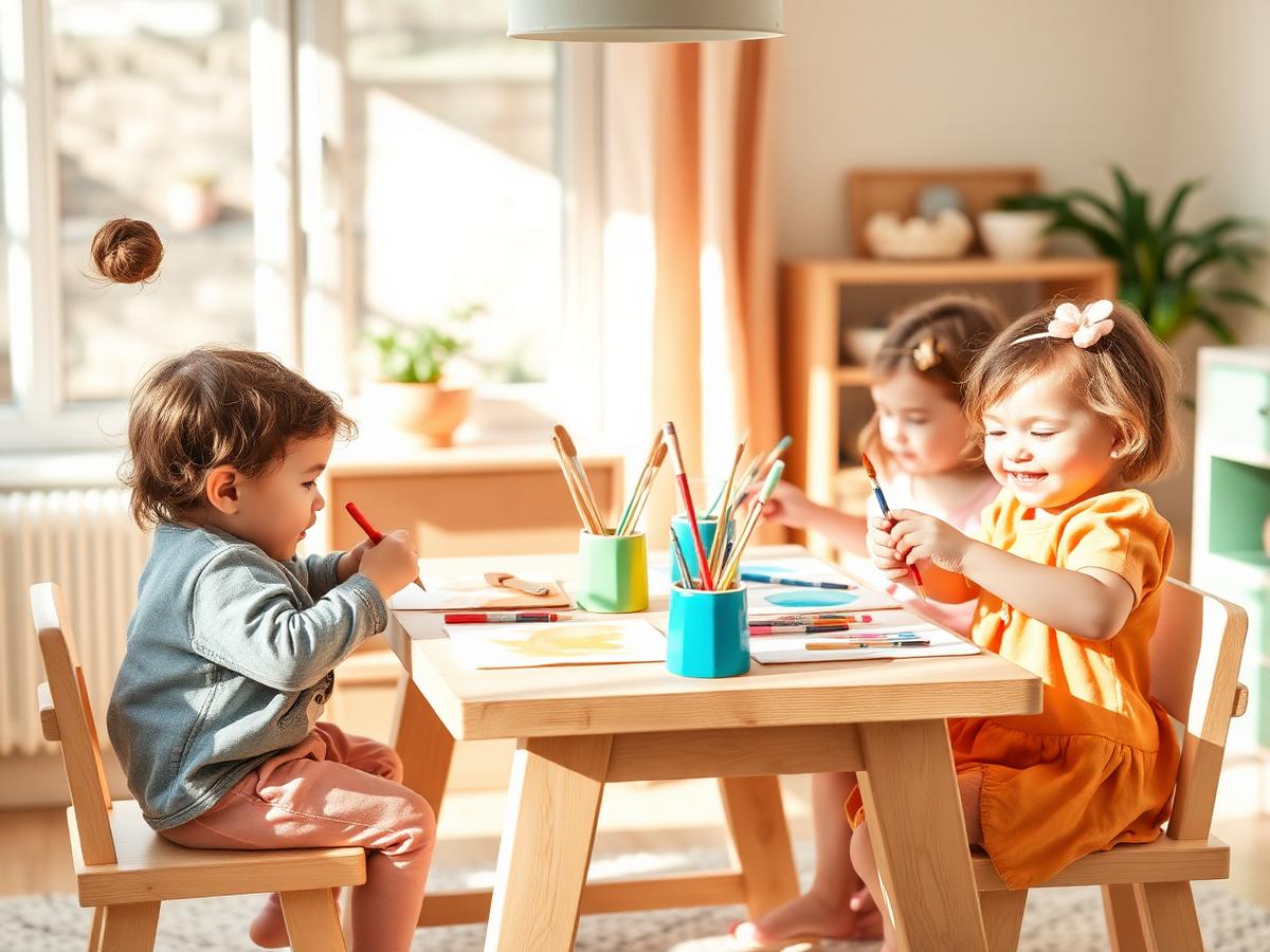 Toddlers doing arts and crafts
